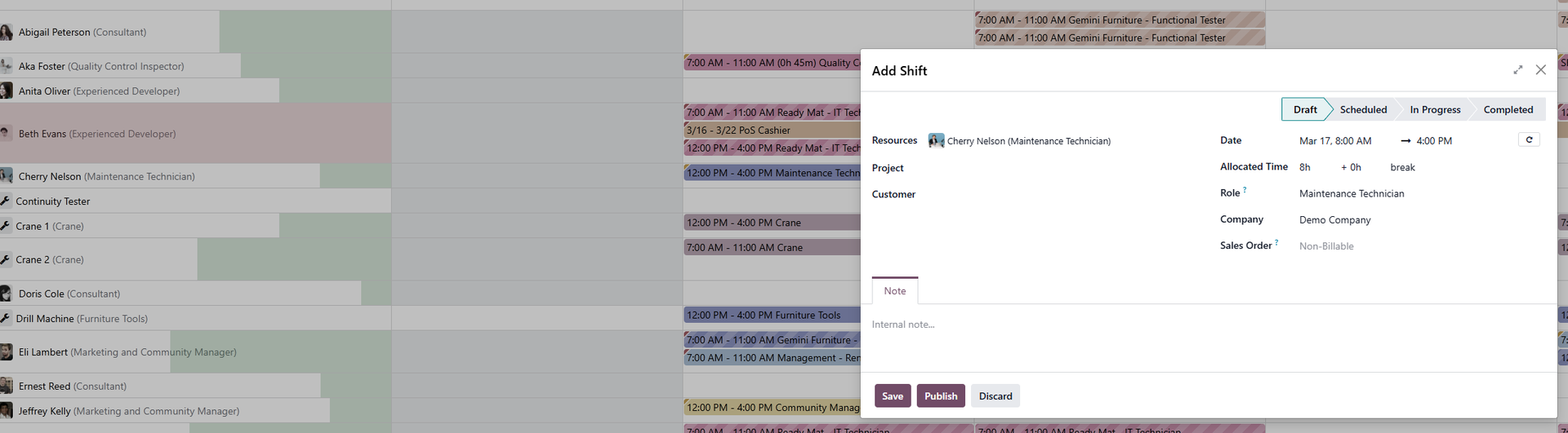 Créer une tâche depuis planning