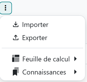 Le menu ⋮ d’une liste : Importer, en premier.