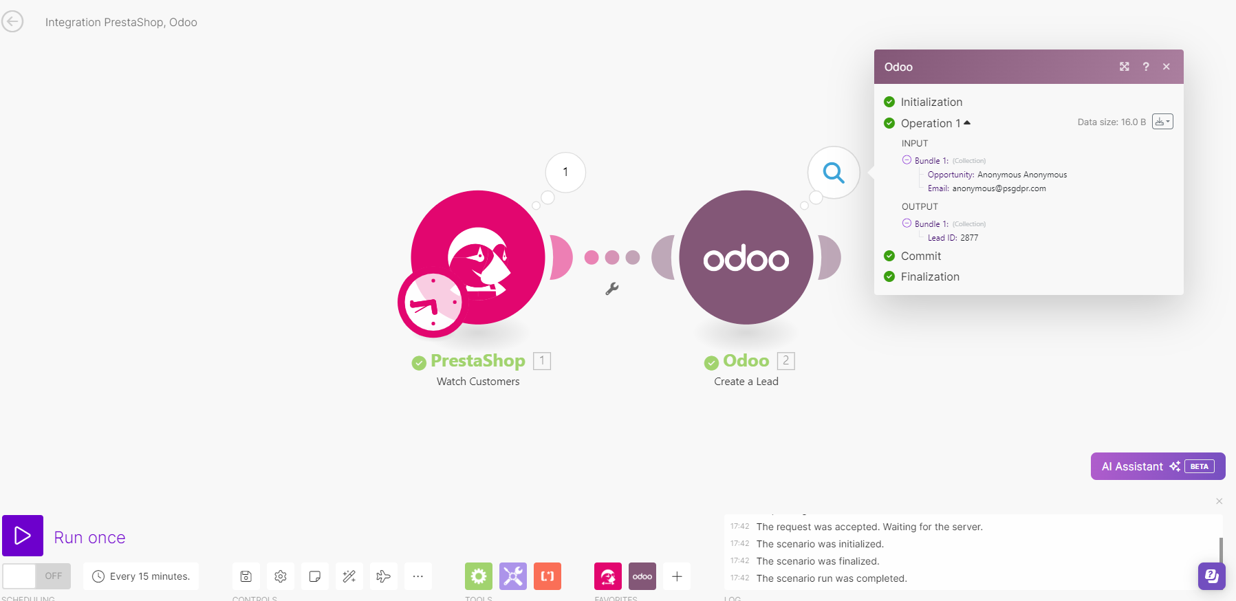 Action odoo PS