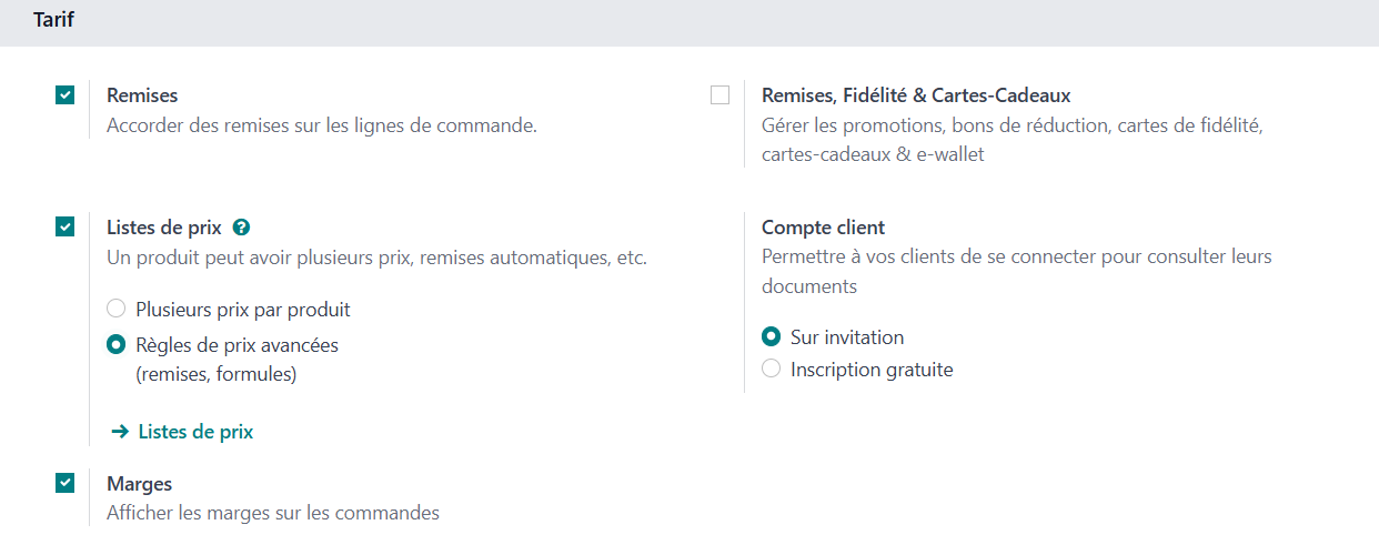 Règles de prix avancées