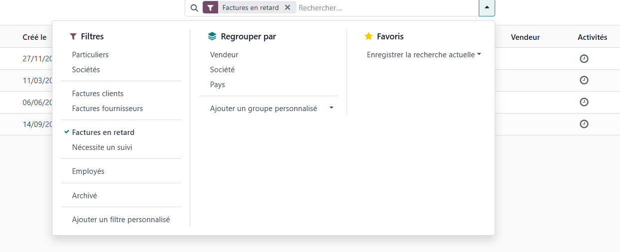 Factures en retard Odoo V18