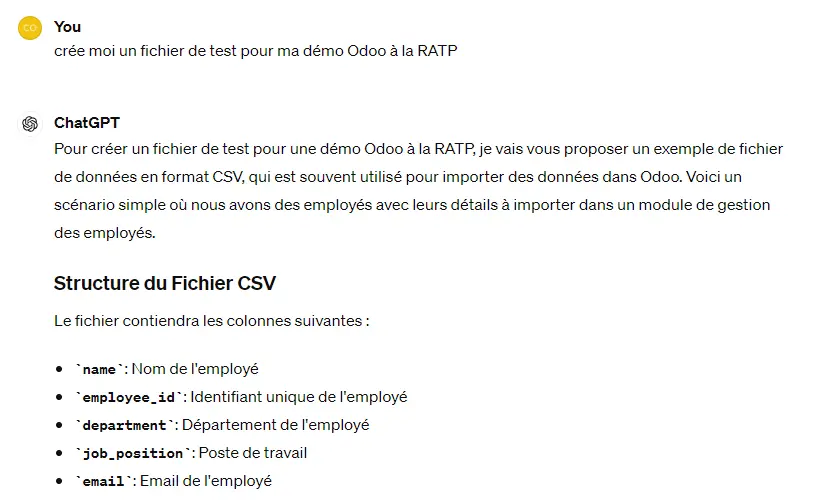 Demo chatgpt Odoo